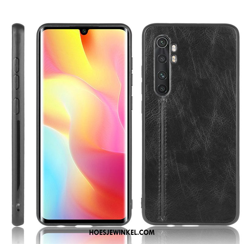 Xiaomi Mi Note 10 Lite Hoesje Leren Etui Mobiele Telefoon Bescherming, Xiaomi Mi Note 10 Lite Hoesje Koe Mini Beige