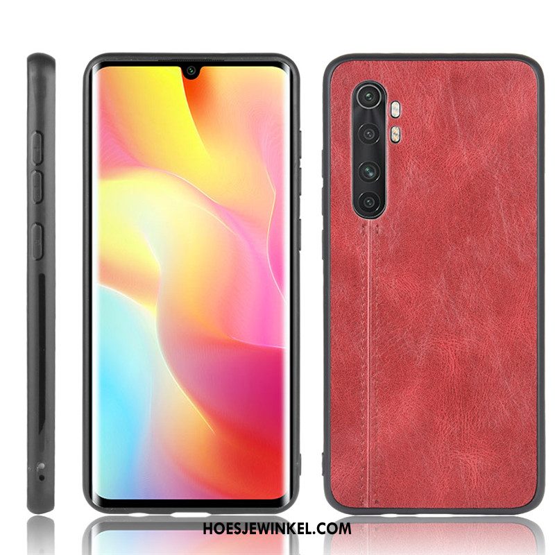 Xiaomi Mi Note 10 Lite Hoesje Leren Etui Mobiele Telefoon Bescherming, Xiaomi Mi Note 10 Lite Hoesje Koe Mini Beige