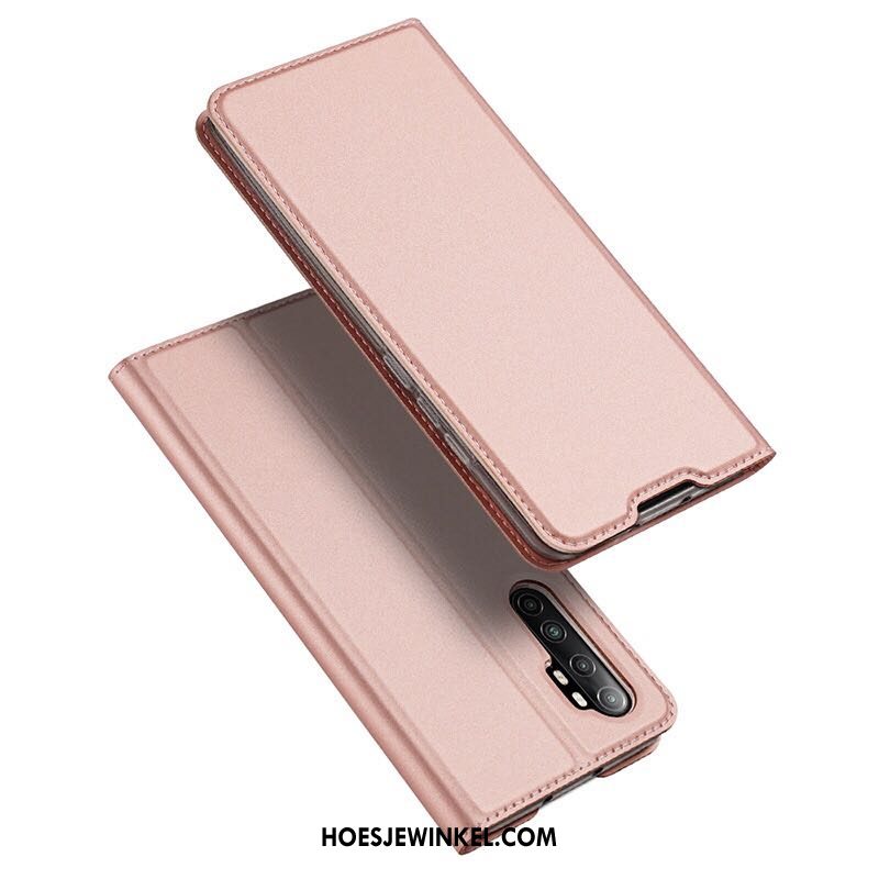 Xiaomi Mi Note 10 Lite Hoesje Leren Etui Mobiele Telefoon Mini, Xiaomi Mi Note 10 Lite Hoesje Bedrijf Roze Beige