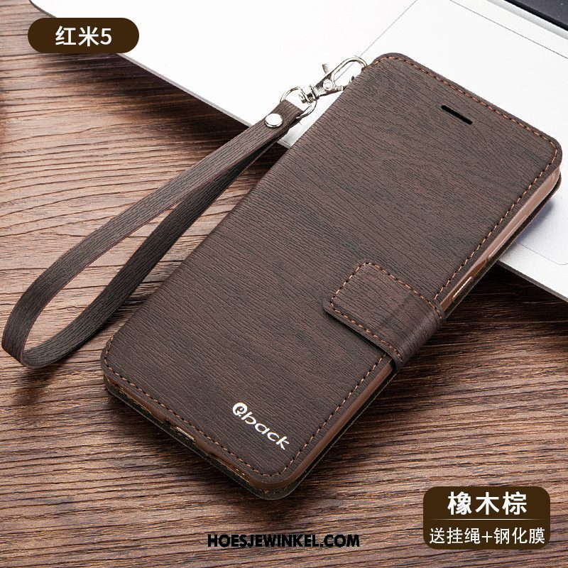 Xiaomi Redmi 5 Hoesje Anti-fall Folio Hoes, Xiaomi Redmi 5 Hoesje Donkerblauw Mini Beige