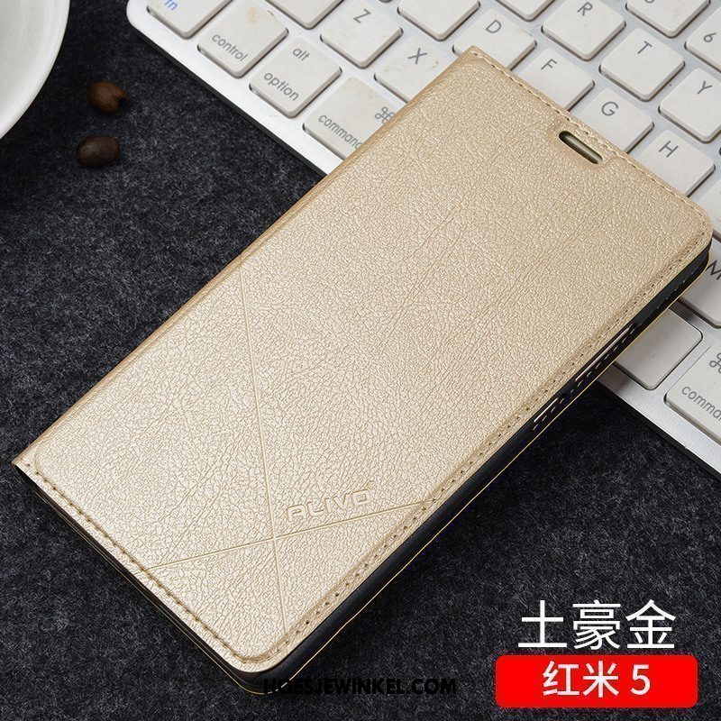 Xiaomi Redmi 5 Hoesje Mini Clamshell Hoes, Xiaomi Redmi 5 Hoesje Bescherming Leren Etui Beige