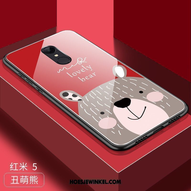 Xiaomi Redmi 5 Hoesje Tempereren Trend Mobiele Telefoon, Xiaomi Redmi 5 Hoesje Hoes Rood Beige