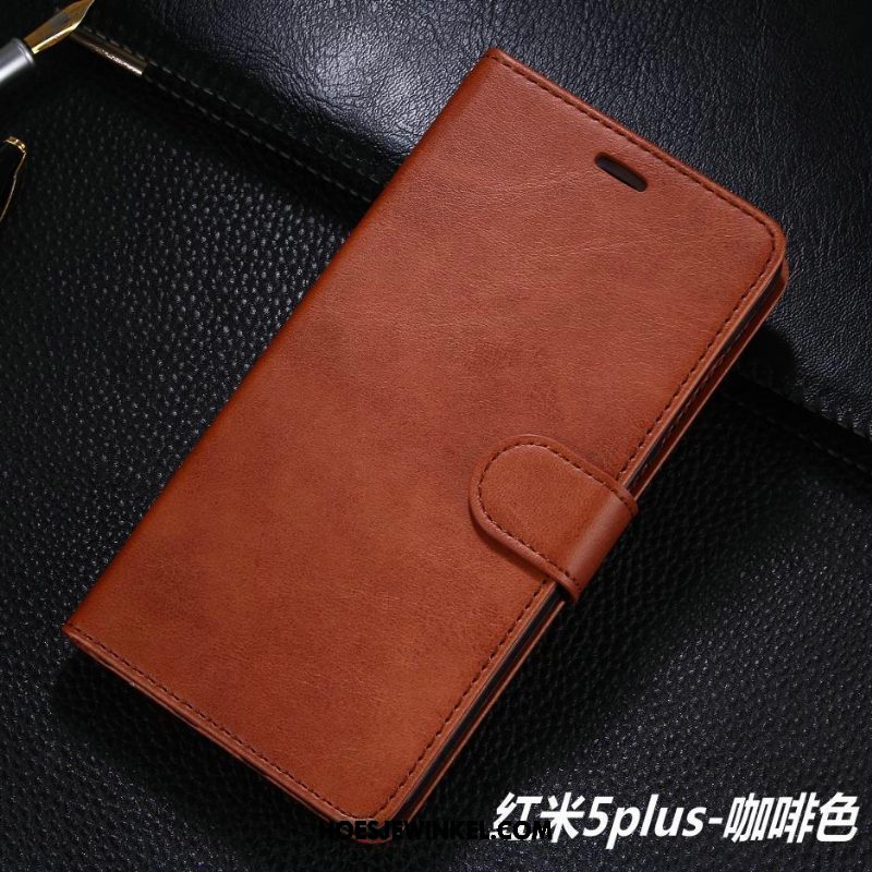 Xiaomi Redmi 5 Plus Hoesje Bescherming Rood Mini, Xiaomi Redmi 5 Plus Hoesje Folio Leren Etui Braun Beige