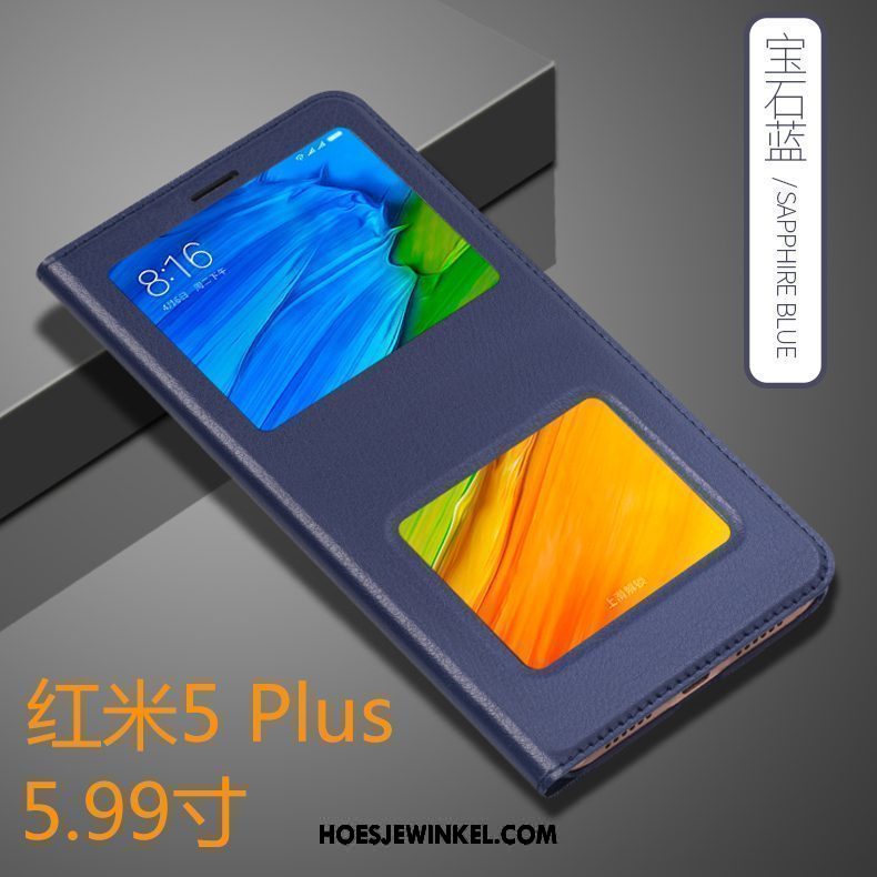 Xiaomi Redmi 5 Plus Hoesje Leren Etui Mobiele Telefoon Hard, Xiaomi Redmi 5 Plus Hoesje Goud Clamshell Beige