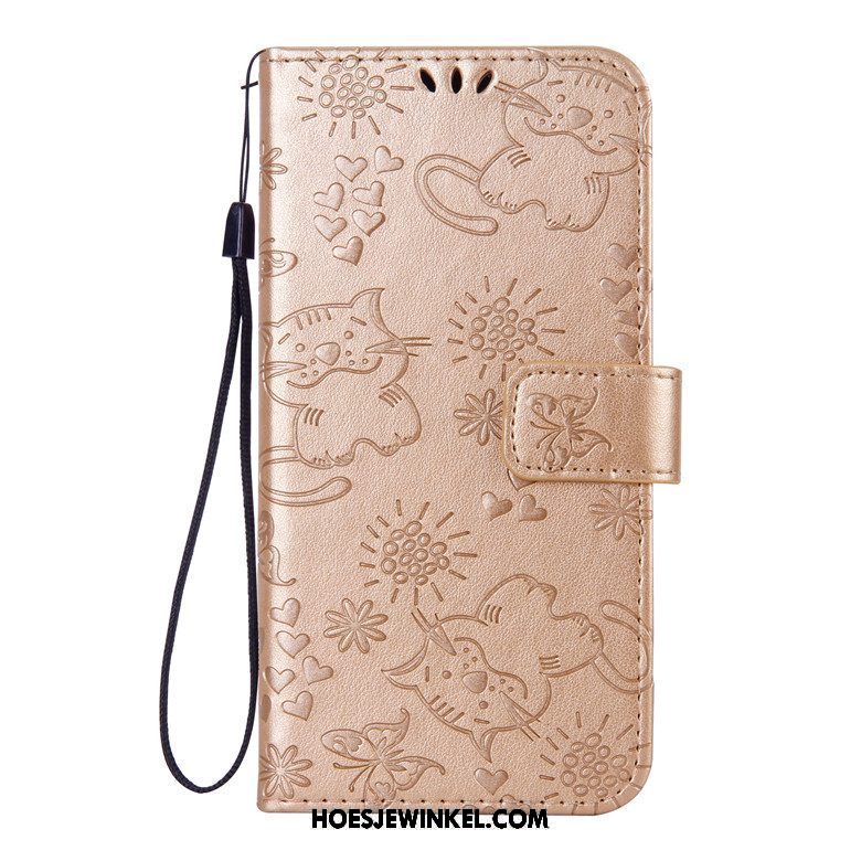 Xiaomi Redmi 6 Hoesje Clamshell Rood Leren Etui, Xiaomi Redmi 6 Hoesje Mooie Mobiele Telefoon Beige