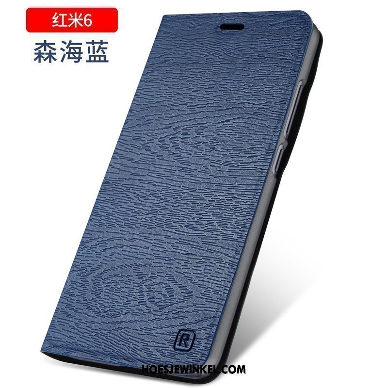 Xiaomi Redmi 6 Hoesje Folio Leren Etui Rood, Xiaomi Redmi 6 Hoesje Goud Mobiele Telefoon Beige