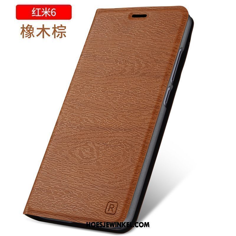 Xiaomi Redmi 6 Hoesje Folio Leren Etui Rood, Xiaomi Redmi 6 Hoesje Goud Mobiele Telefoon Beige