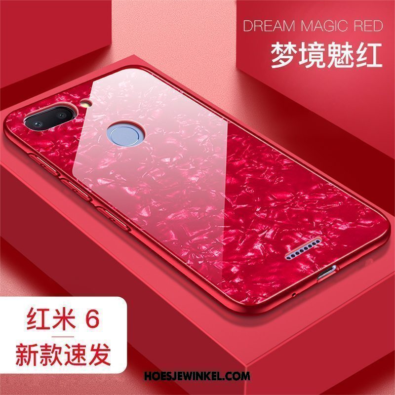 Xiaomi Redmi 6 Hoesje Glas Omlijsting Trend, Xiaomi Redmi 6 Hoesje Mobiele Telefoon Nieuw Beige