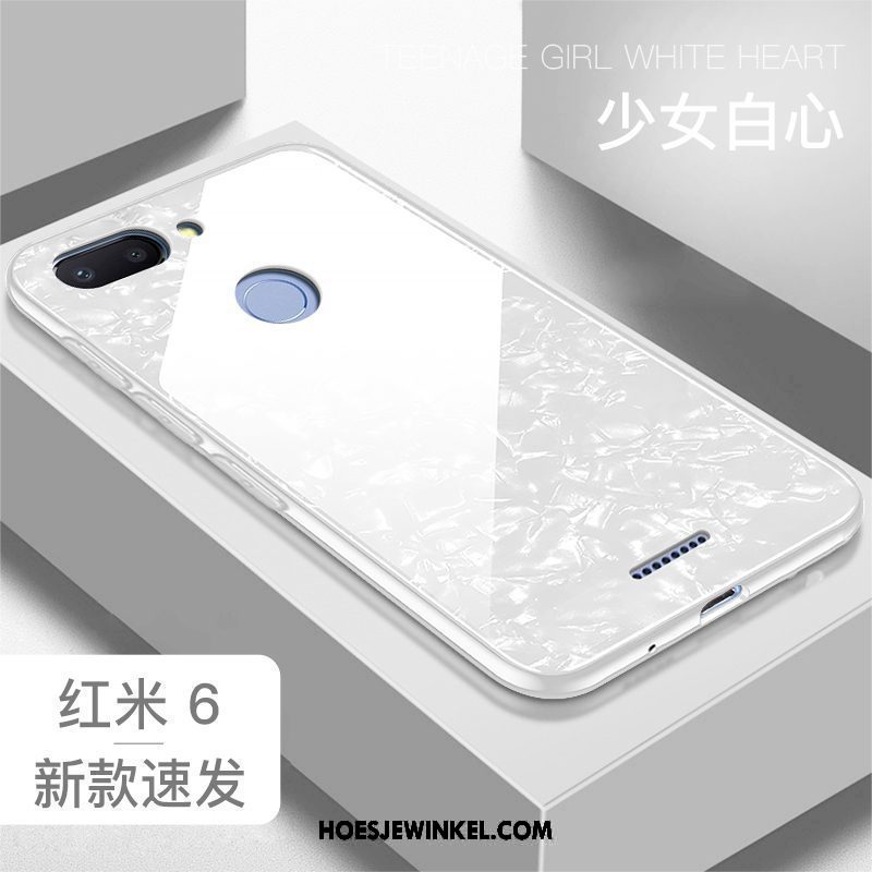 Xiaomi Redmi 6 Hoesje Glas Omlijsting Trend, Xiaomi Redmi 6 Hoesje Mobiele Telefoon Nieuw Beige