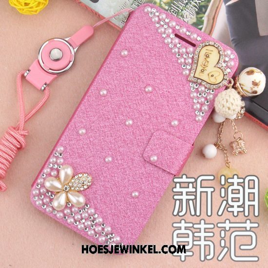 Xiaomi Redmi 6 Hoesje Hoes Rood Bescherming, Xiaomi Redmi 6 Hoesje Roze Leren Etui Beige