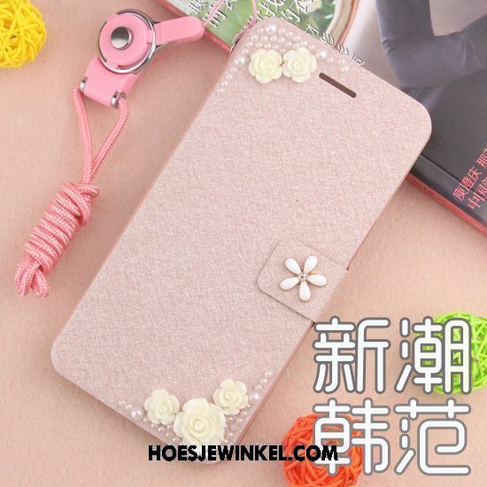 Xiaomi Redmi 6 Hoesje Hoes Rood Bescherming, Xiaomi Redmi 6 Hoesje Roze Leren Etui Beige