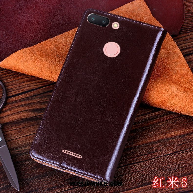 Xiaomi Redmi 6 Hoesje Leren Etui Siliconen Persoonlijk, Xiaomi Redmi 6 Hoesje Mobiele Telefoon Blauw Beige