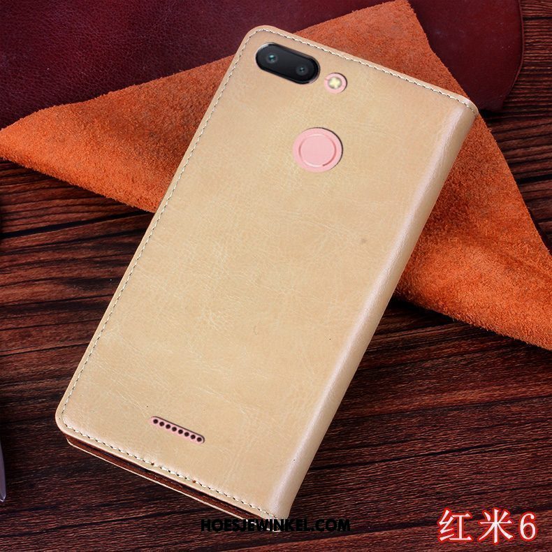 Xiaomi Redmi 6 Hoesje Leren Etui Siliconen Persoonlijk, Xiaomi Redmi 6 Hoesje Mobiele Telefoon Blauw Beige