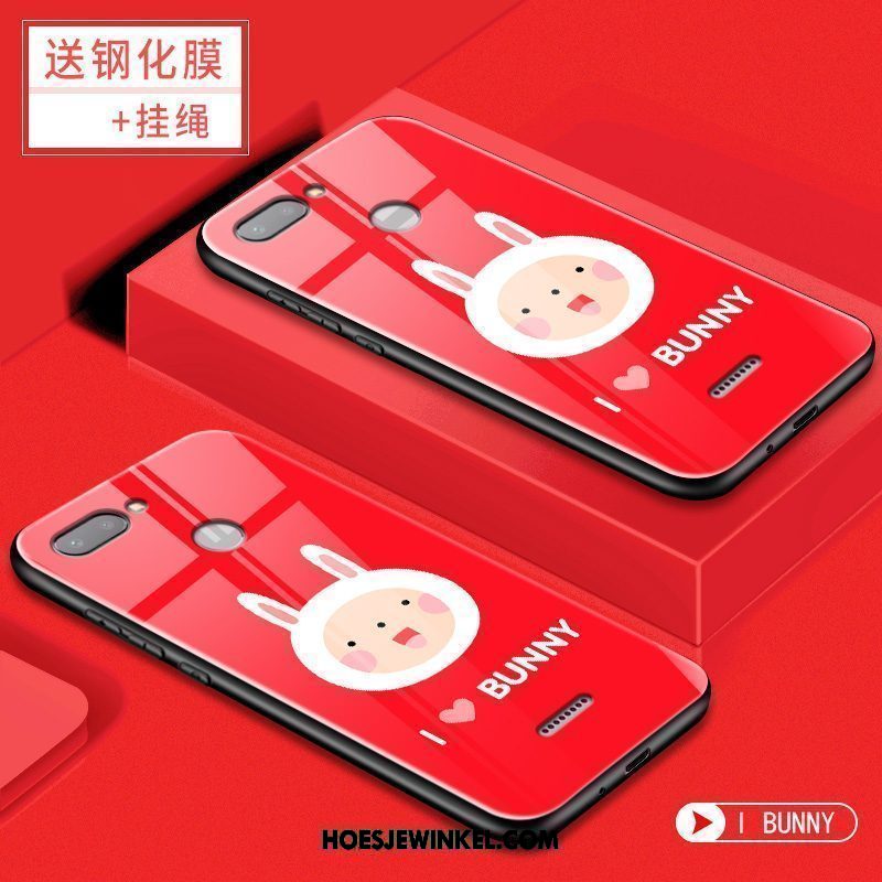 Xiaomi Redmi 6 Hoesje Mini Scheppend Hard, Xiaomi Redmi 6 Hoesje Rood Spotprent Beige