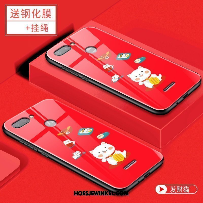 Xiaomi Redmi 6 Hoesje Mini Scheppend Hard, Xiaomi Redmi 6 Hoesje Rood Spotprent Beige