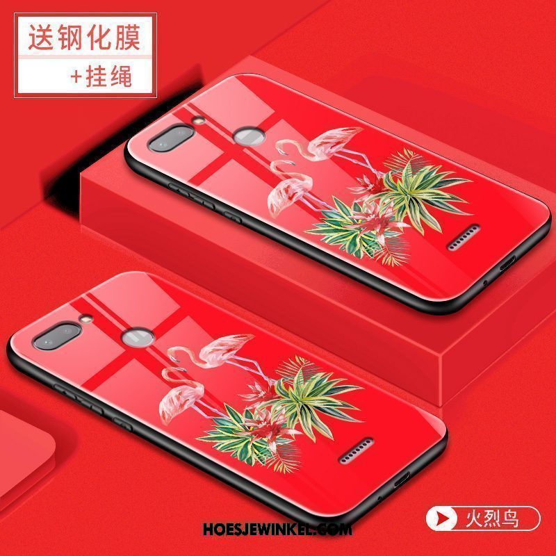 Xiaomi Redmi 6 Hoesje Mini Scheppend Hard, Xiaomi Redmi 6 Hoesje Rood Spotprent Beige