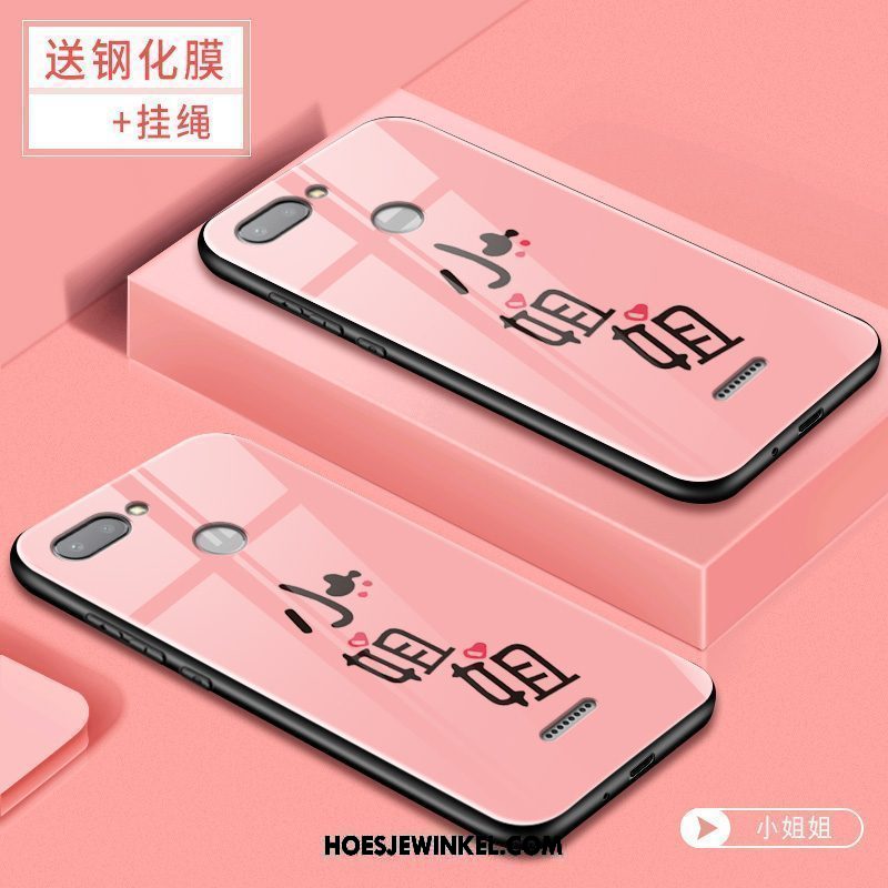 Xiaomi Redmi 6 Hoesje Mini Scheppend Hard, Xiaomi Redmi 6 Hoesje Rood Spotprent Beige