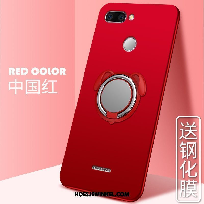 Xiaomi Redmi 6 Hoesje Rood Dun Zacht, Xiaomi Redmi 6 Hoesje Mooie Schrobben Beige