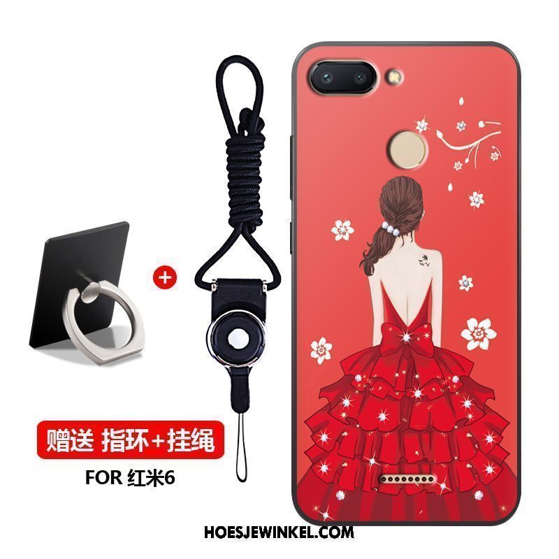 Xiaomi Redmi 6 Hoesje Rood Schrobben Hoes, Xiaomi Redmi 6 Hoesje Zacht Zwart Beige