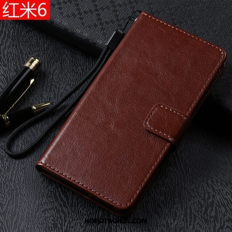 Xiaomi Redmi 6 Hoesje Roze Anti-fall Folio, Xiaomi Redmi 6 Hoesje Mini Hoes Beige