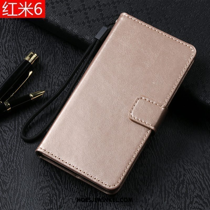 Xiaomi Redmi 6 Hoesje Roze Anti-fall Folio, Xiaomi Redmi 6 Hoesje Mini Hoes Beige