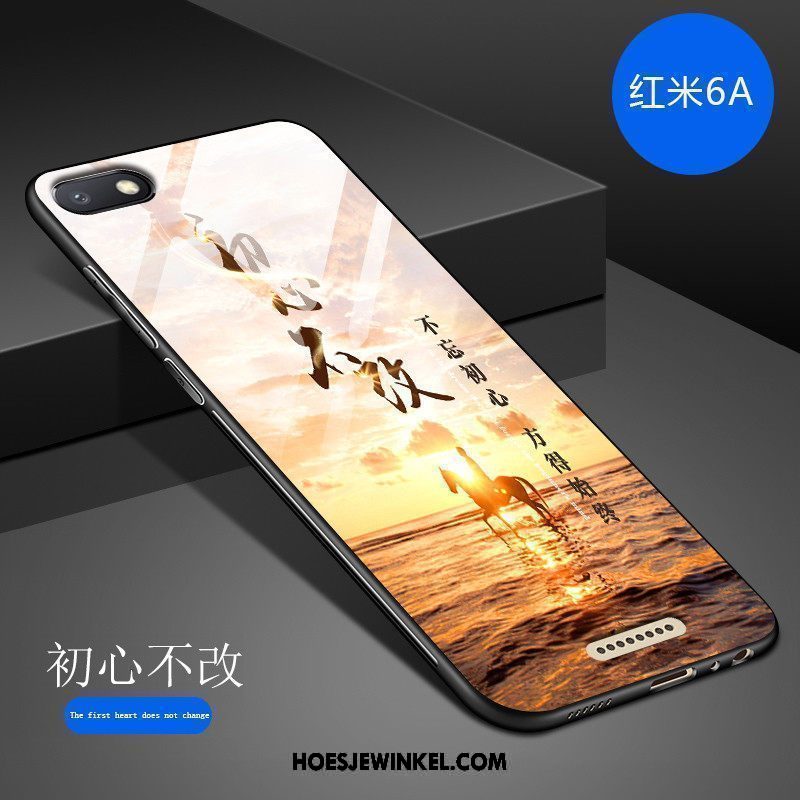 Xiaomi Redmi 6a Hoesje Hoes Kunst Persoonlijk, Xiaomi Redmi 6a Hoesje Donkerblauw Mode Beige