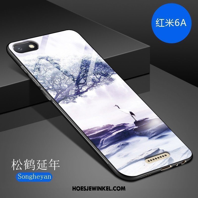 Xiaomi Redmi 6a Hoesje Hoes Kunst Persoonlijk, Xiaomi Redmi 6a Hoesje Donkerblauw Mode Beige