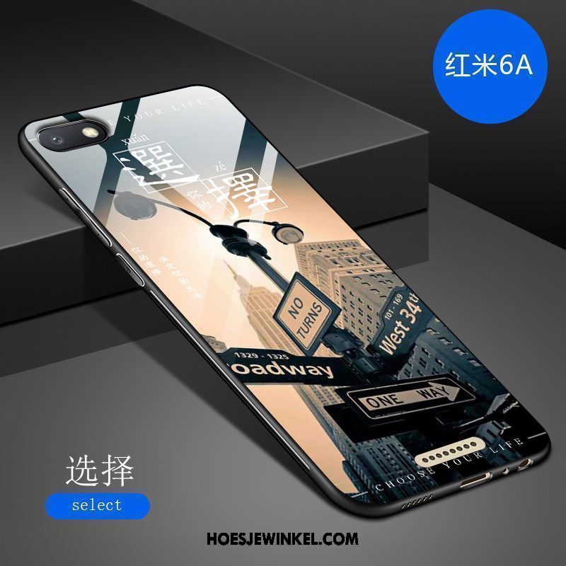 Xiaomi Redmi 6a Hoesje Hoes Kunst Persoonlijk, Xiaomi Redmi 6a Hoesje Donkerblauw Mode Beige