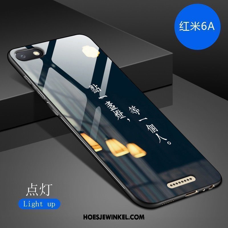 Xiaomi Redmi 6a Hoesje Hoes Kunst Persoonlijk, Xiaomi Redmi 6a Hoesje Donkerblauw Mode Beige