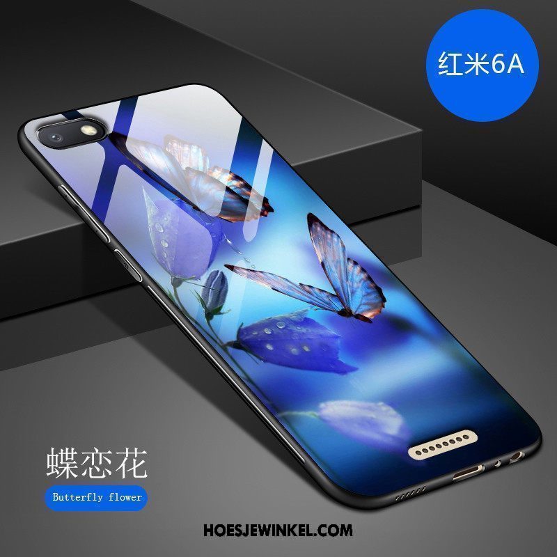 Xiaomi Redmi 6a Hoesje Hoes Kunst Persoonlijk, Xiaomi Redmi 6a Hoesje Donkerblauw Mode Beige