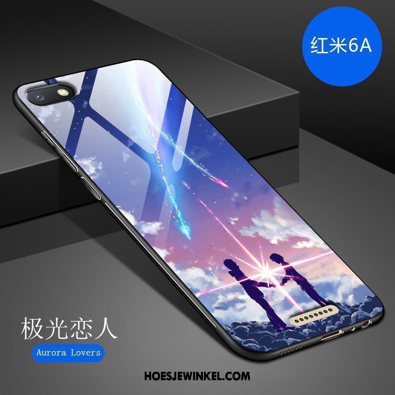 Xiaomi Redmi 6a Hoesje Hoes Kunst Persoonlijk, Xiaomi Redmi 6a Hoesje Donkerblauw Mode Beige