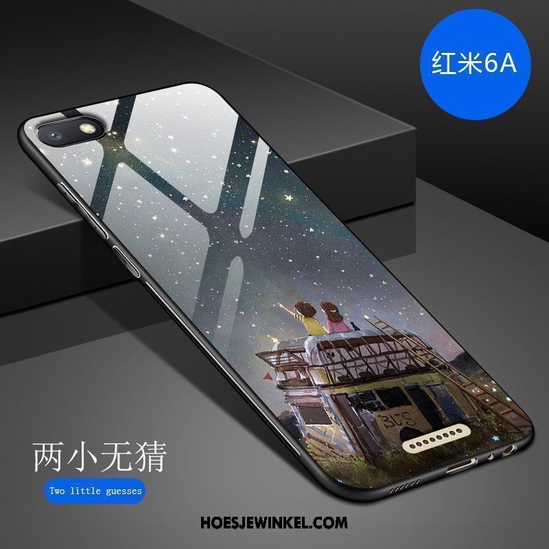 Xiaomi Redmi 6a Hoesje Hoes Kunst Persoonlijk, Xiaomi Redmi 6a Hoesje Donkerblauw Mode Beige