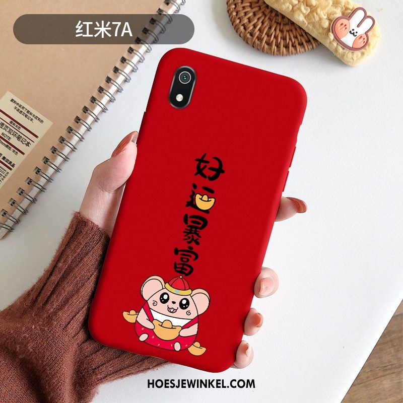 Xiaomi Redmi 7a Hoesje Rood Persoonlijk Trend, Xiaomi Redmi 7a Hoesje Grote Spotprent Beige