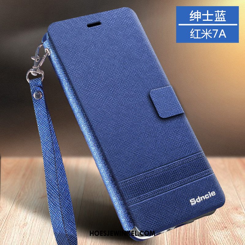 Xiaomi Redmi 7a Hoesje Zacht Leren Etui Folio, Xiaomi Redmi 7a Hoesje Rood Mini Beige