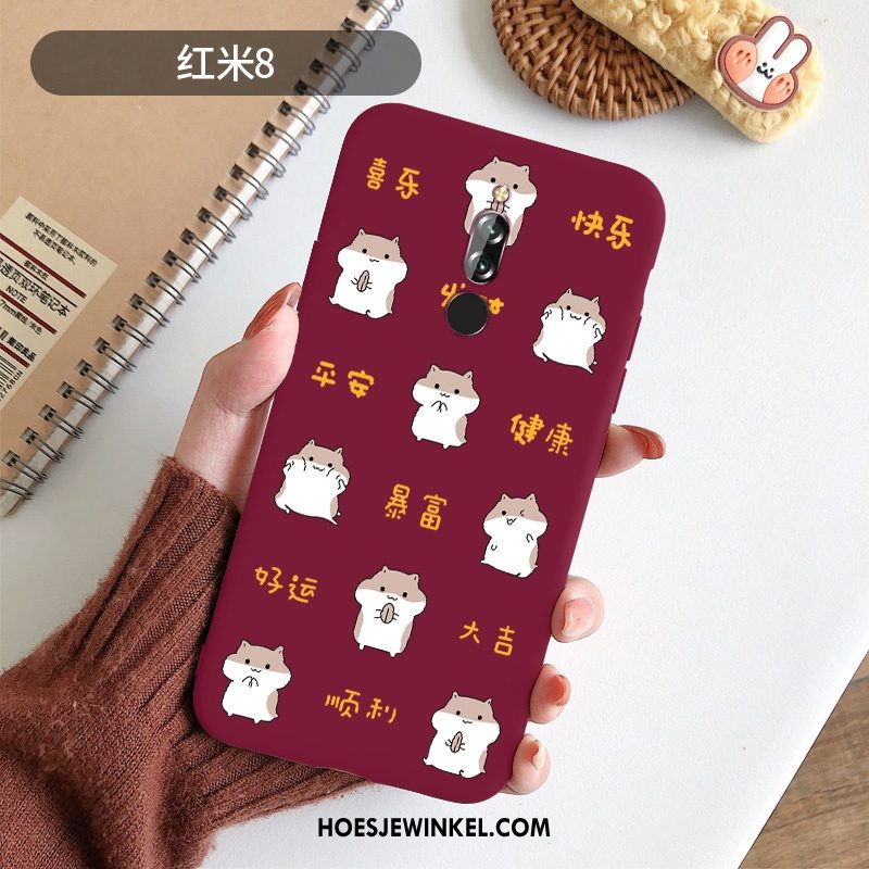 Xiaomi Redmi 8 Hoesje Anti-fall Mobiele Telefoon All Inclusive, Xiaomi Redmi 8 Hoesje Zacht Rood Beige