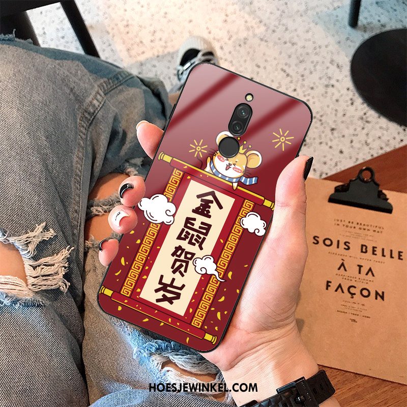 Xiaomi Redmi 8 Hoesje Glas Trend Wind, Xiaomi Redmi 8 Hoesje Rat Bescherming Beige