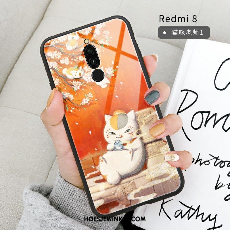 Xiaomi Redmi 8 Hoesje Hanger Glas Hoes, Xiaomi Redmi 8 Hoesje Bescherming Mobiele Telefoon Beige