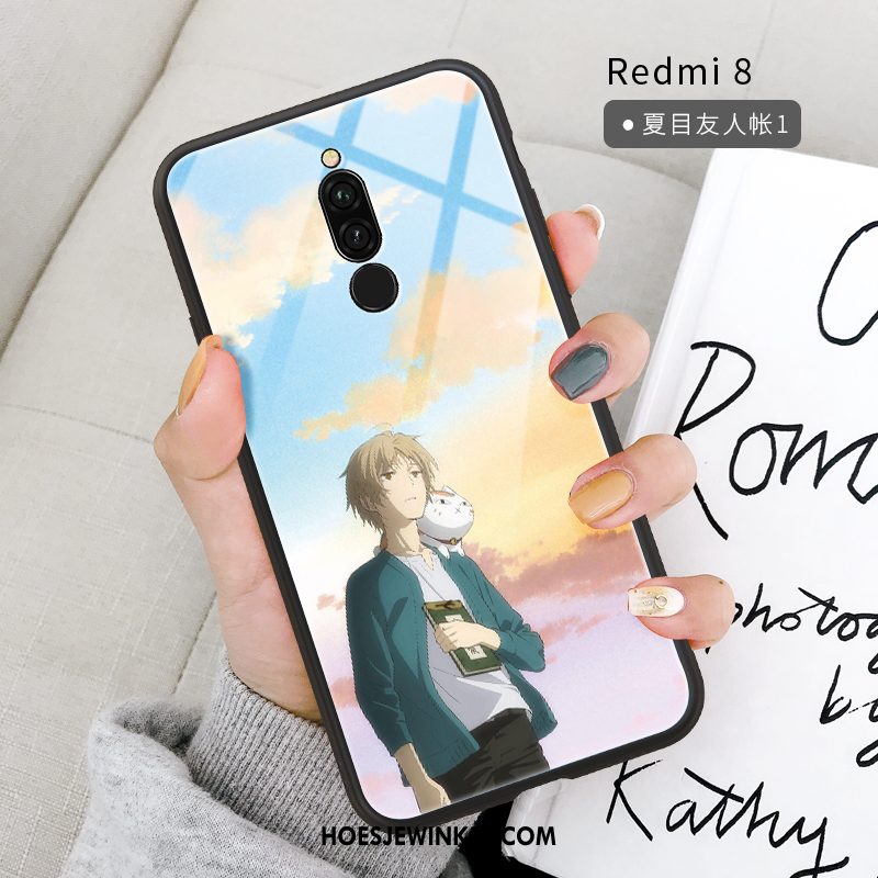 Xiaomi Redmi 8 Hoesje Hanger Glas Hoes, Xiaomi Redmi 8 Hoesje Bescherming Mobiele Telefoon Beige