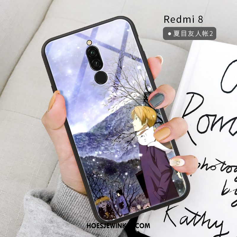 Xiaomi Redmi 8 Hoesje Hanger Glas Hoes, Xiaomi Redmi 8 Hoesje Bescherming Mobiele Telefoon Beige