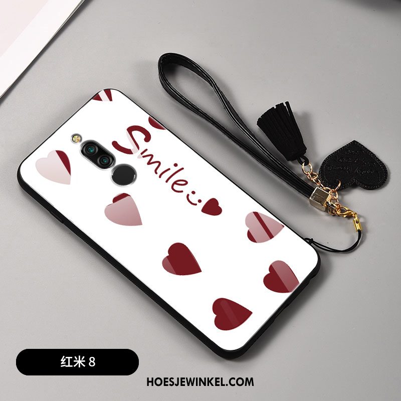 Xiaomi Redmi 8 Hoesje Net Red Mobiele Telefoon Hanger, Xiaomi Redmi 8 Hoesje Liefde Glas Beige