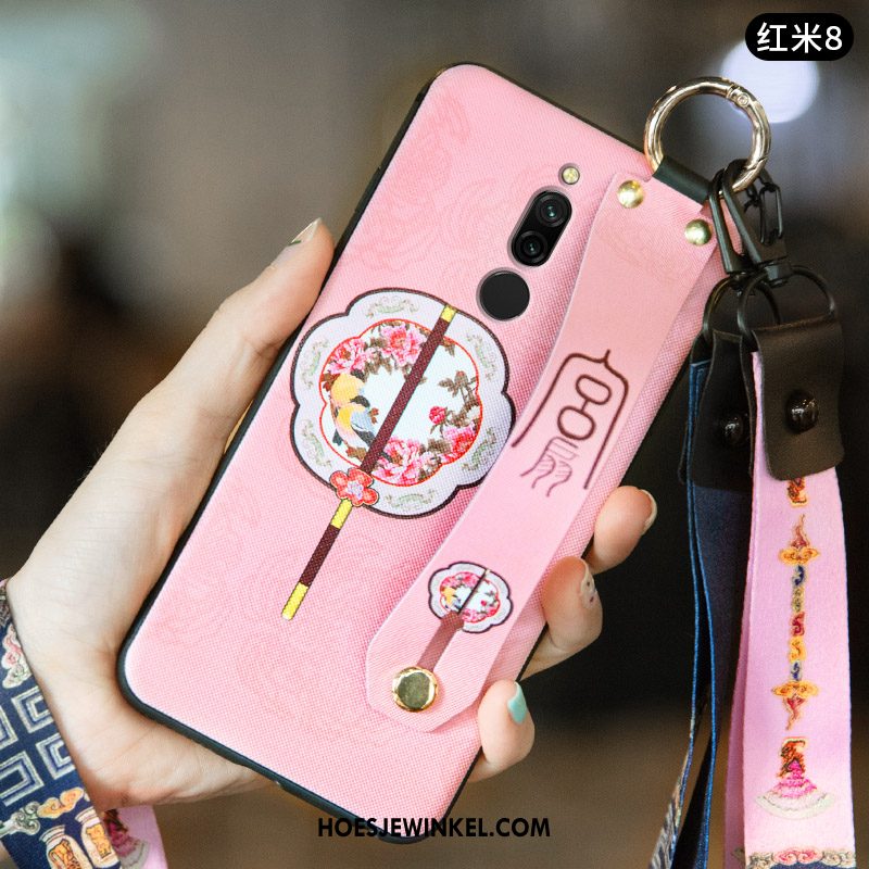 Xiaomi Redmi 8 Hoesje Schrobben Anti-fall Rood, Xiaomi Redmi 8 Hoesje Trend Chinese Stijl Beige