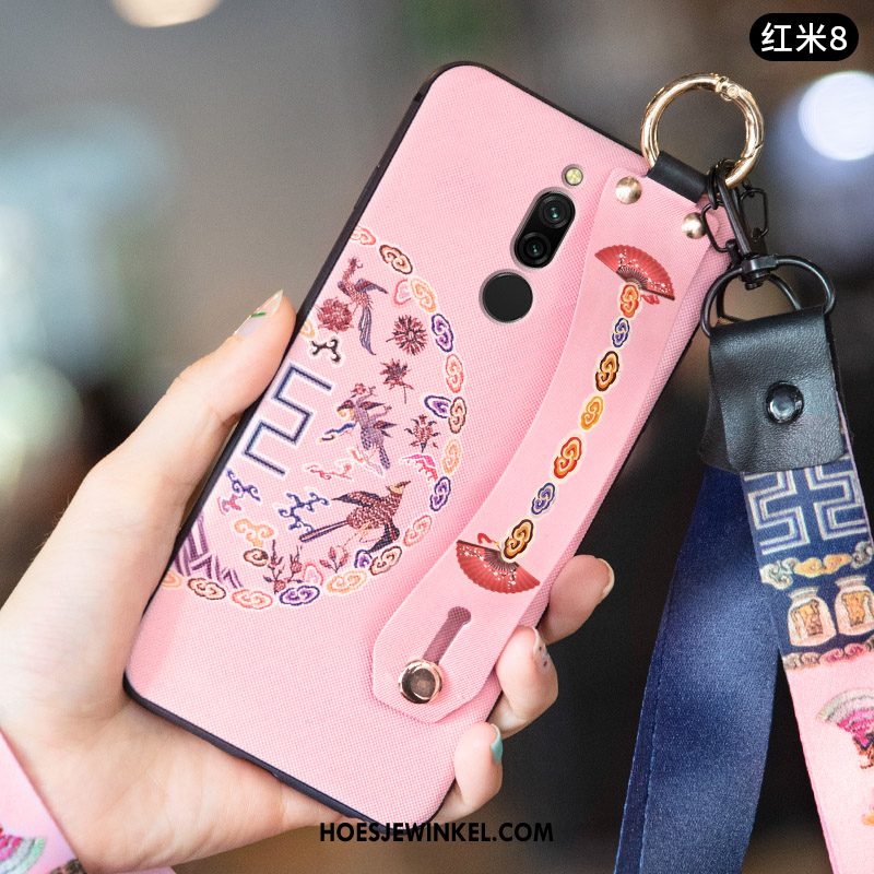 Xiaomi Redmi 8 Hoesje Schrobben Anti-fall Rood, Xiaomi Redmi 8 Hoesje Trend Chinese Stijl Beige