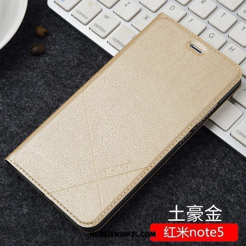 Xiaomi Redmi Note 5 Hoesje Bescherming Anti-fall Mobiele Telefoon, Xiaomi Redmi Note 5 Hoesje Leren Etui Hoes Beige