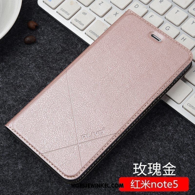 Xiaomi Redmi Note 5 Hoesje Bescherming Anti-fall Mobiele Telefoon, Xiaomi Redmi Note 5 Hoesje Leren Etui Hoes Beige