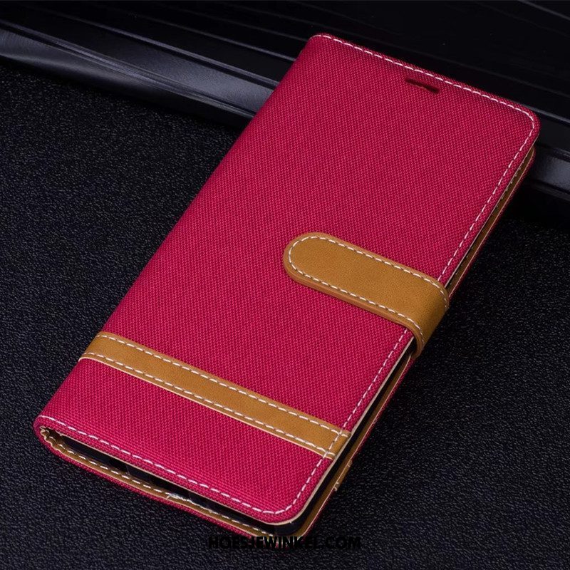 Xiaomi Redmi Note 5 Hoesje Bescherming Leren Etui Mobiele Telefoon, Xiaomi Redmi Note 5 Hoesje Rood Ondersteuning Beige