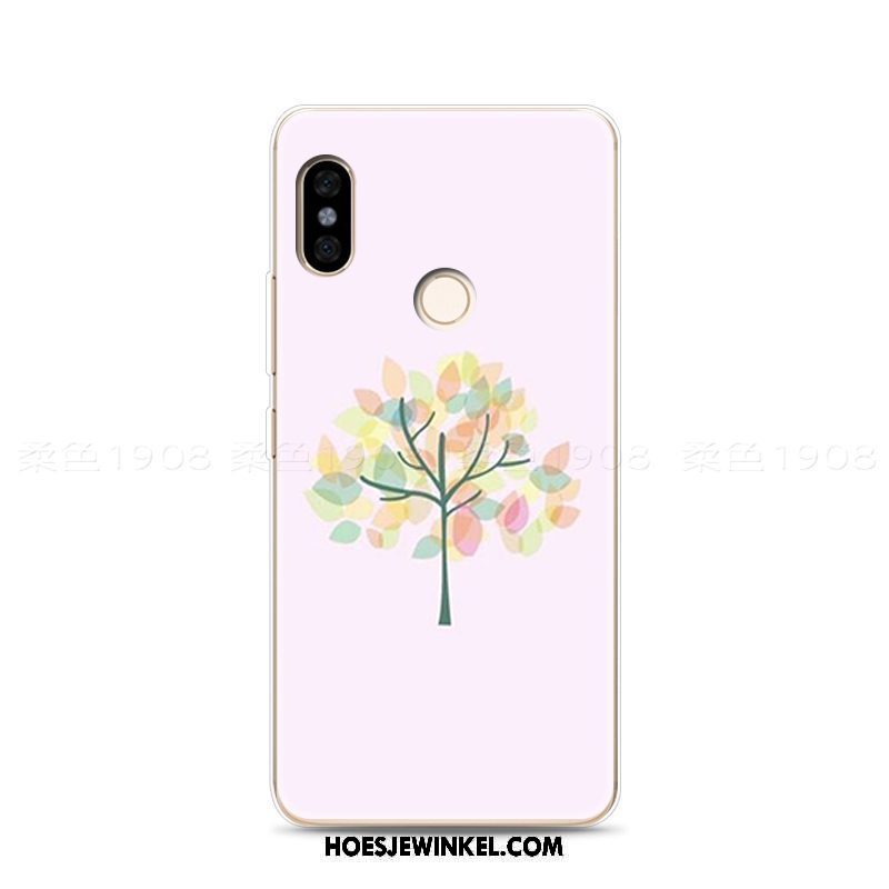 Xiaomi Redmi Note 5 Hoesje Boom Blad Rood Anti-fall, Xiaomi Redmi Note 5 Hoesje Kunst Plant Beige