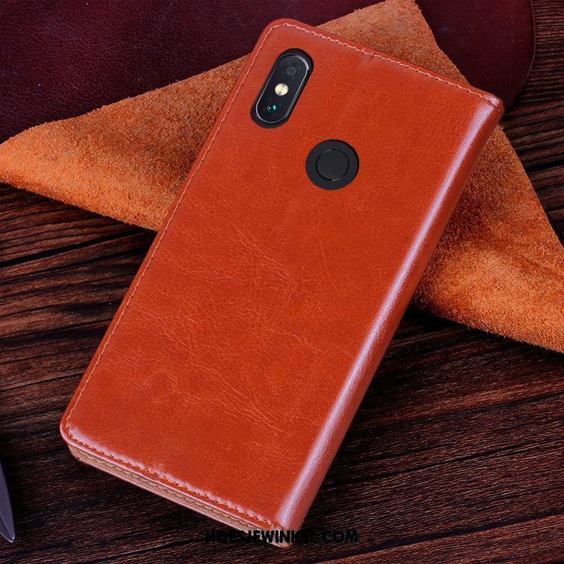 Xiaomi Redmi Note 5 Hoesje Hoes Leren Etui Bescherming, Xiaomi Redmi Note 5 Hoesje Purper Bedrijf Beige