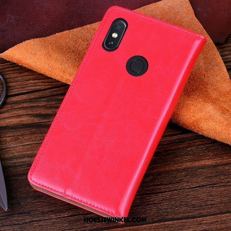 Xiaomi Redmi Note 5 Hoesje Hoes Leren Etui Bescherming, Xiaomi Redmi Note 5 Hoesje Purper Bedrijf Beige