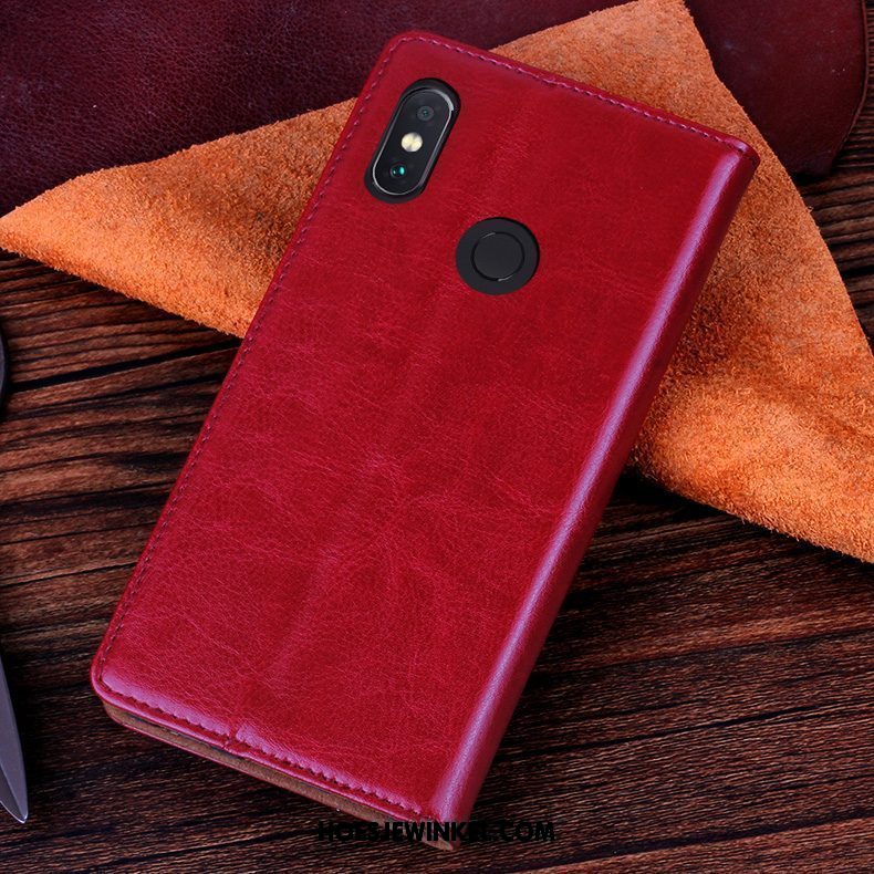 Xiaomi Redmi Note 5 Hoesje Hoes Leren Etui Bescherming, Xiaomi Redmi Note 5 Hoesje Purper Bedrijf Beige