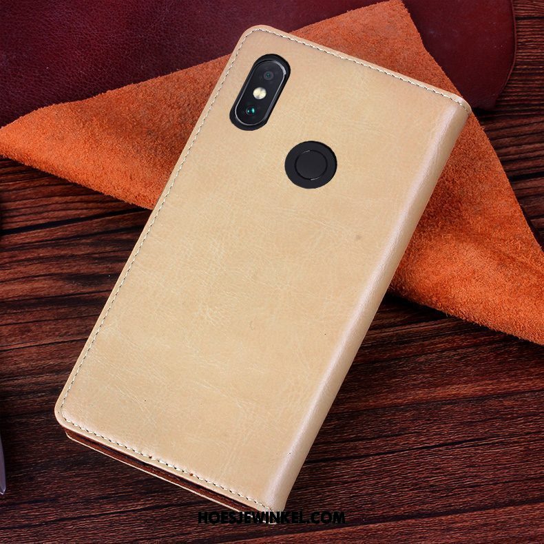 Xiaomi Redmi Note 5 Hoesje Hoes Leren Etui Bescherming, Xiaomi Redmi Note 5 Hoesje Purper Bedrijf Beige